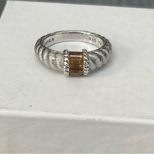 Judith Leiber Silver Ring with Gold Accent